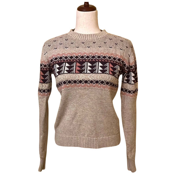 UNITED BY BLUE Patterned‎ Ski Sweater Oatmeal Purple Size XS - Picture 1 of 3
